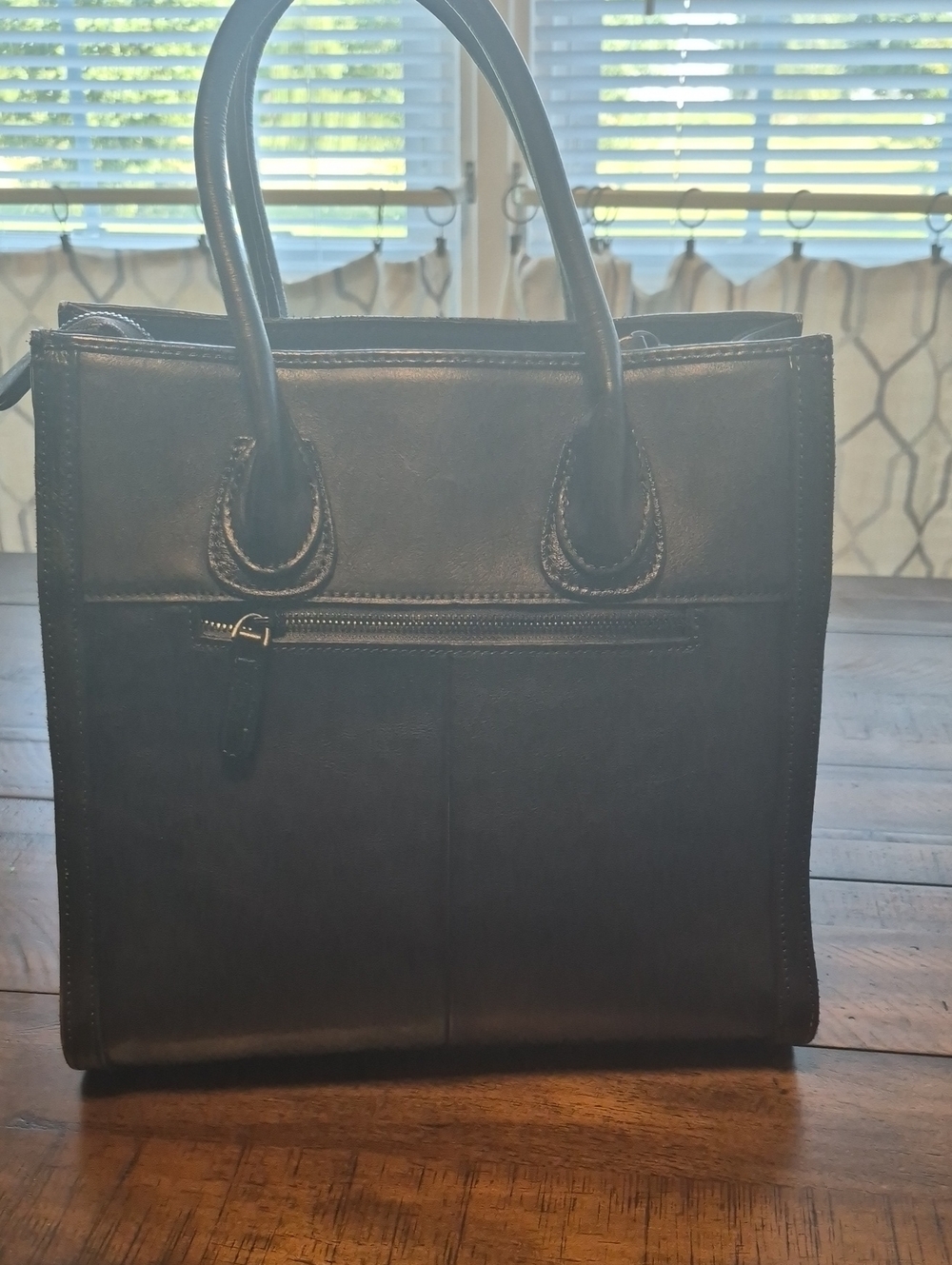 Colorblock Embossed Leather Tote - Multicolor - Picture 3 of 14